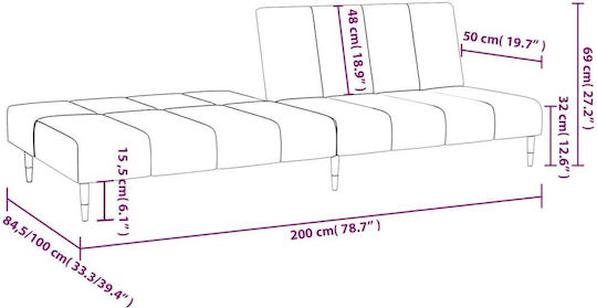 Двуместен Диван Спалня Кадифен Розов 200x84.5x69см