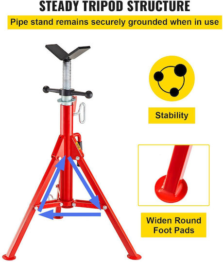 Vevor V Head Pipe Stand Ρυθμιζόμενο Ύψος 28-52 Ίντσες 4500lbs/2 Tons Pipe Jack Stand Πτυσσόμενο Φορητό Ψηλό Αναδιπλούμενο Σταντ Σωλήνων V Head Fold A Γρύλοι Τρέιλερ