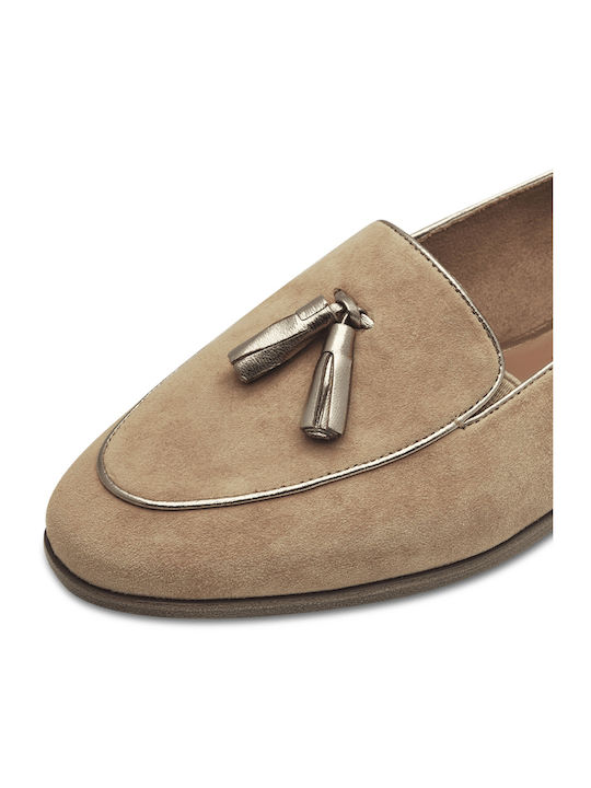 Δερμάτινα Γυναικεία Loafers σε Μπεζ Χρώμα