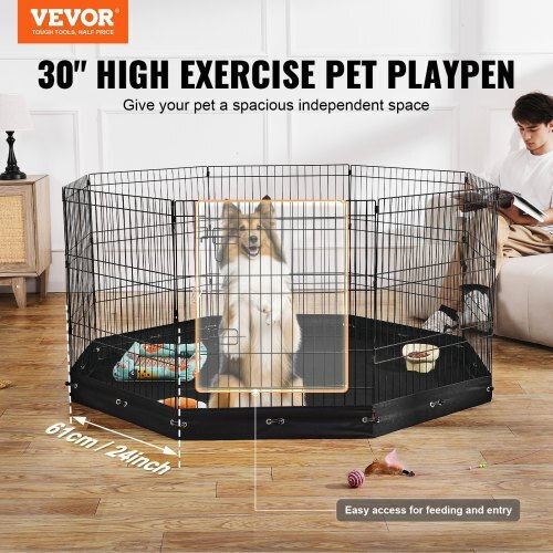 Vevor Foldable Park Dog & Cat Octagon made of Metal in Gray Color 76 x 76 x 76cm
