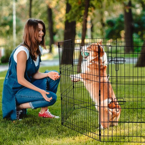 Vevor Foldable Park Dog & Cat Octagon made of Metal in Gray Color 76 x 76 x 76cm