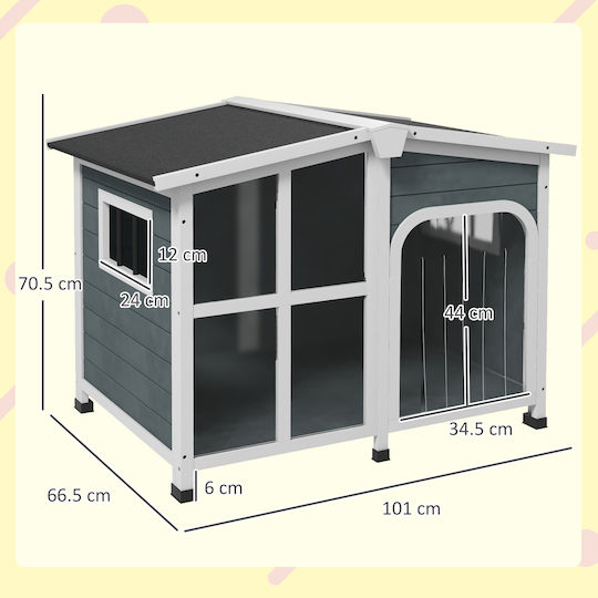 Pawhut Dog House Outdoor Gray 101x66.5x70.5cm