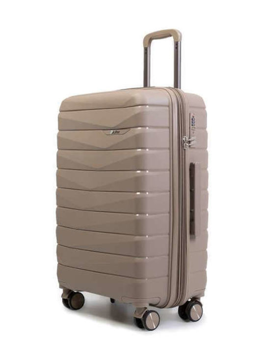 Paulter Medium Hard Beige Suitcase With 4 Wheels Height 66cm
