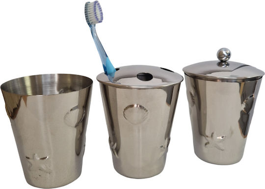 Metal Bathroom Accessory Set Silver