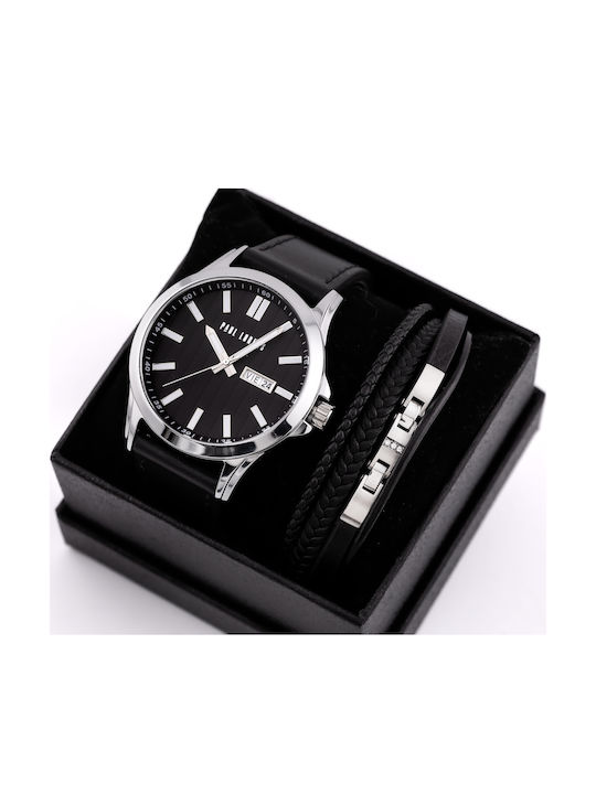 Paul Lorens Γυναικείο Ρολόι 44mm Μπαταρίας με Μαύρο Δερμάτινο Λουράκι