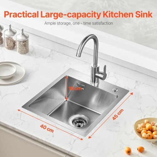 Vevor QRSSCTSPDC40TOW17V0 Ένθετος Inox Μ45xΠ40cm Ασημί