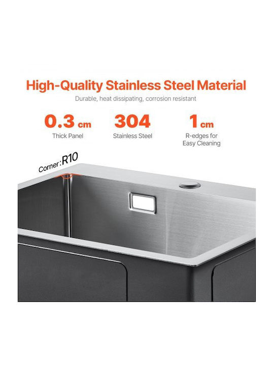 Vevor Gefäß Spüle Inox B55xT45cm Silber