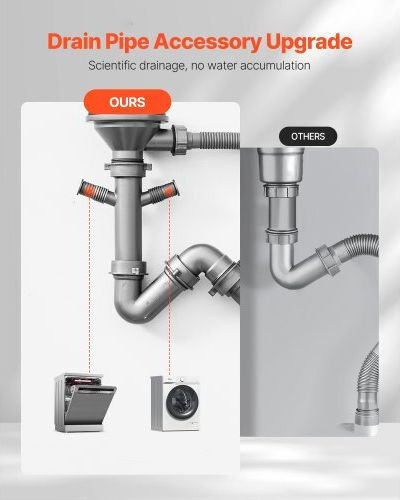 Vevor Υποκαθήμενος Νεροχύτης Inox Μ70xΠ43cm Ασημί