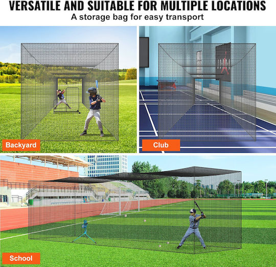 Vevor Baseball Net Professional Training Net Baseball Softball Practice Portable Batting Cage Net with Door & Heavy Duty Carrying Bag Closed PE Net 35 Ft Single Net