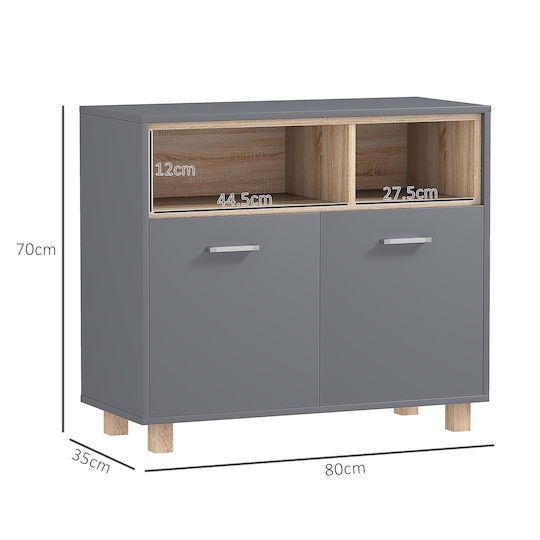HomCom Furniture Bathroom Cabinet L80xW35xH70cm Natural