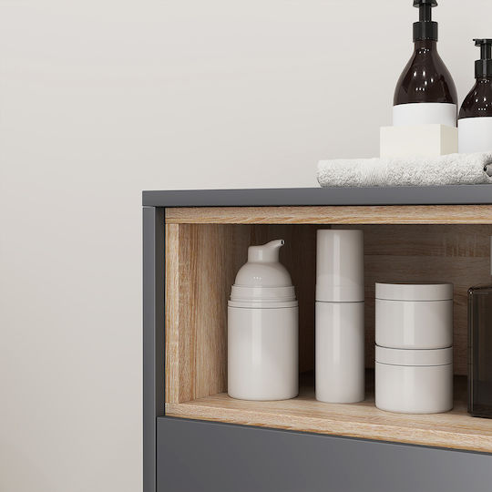 HomCom Furniture Bathroom Cabinet L80xW35xH70cm Natural