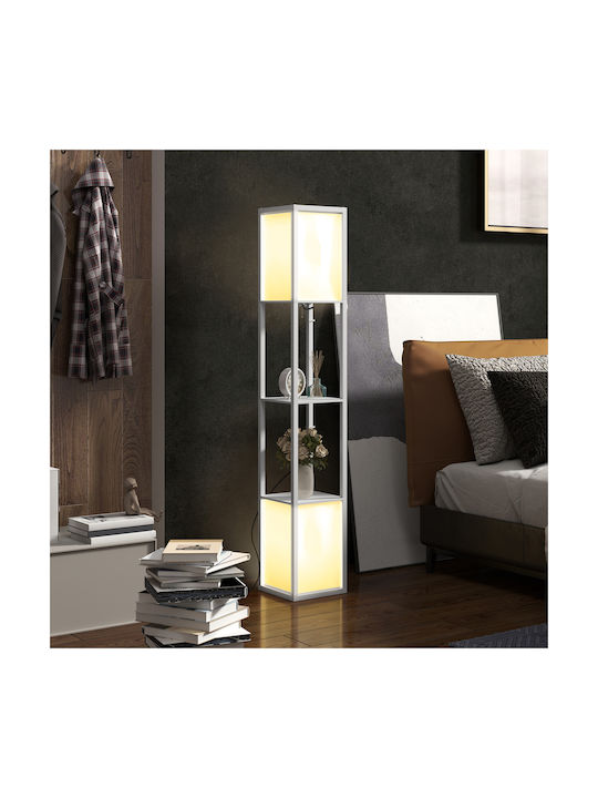 HomCom Floor Lamp H156xW26cm. with Socket for Bulb E27 White