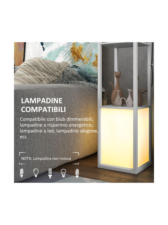 HomCom Floor Lamp H156xW26cm. with Socket for Bulb E27 White