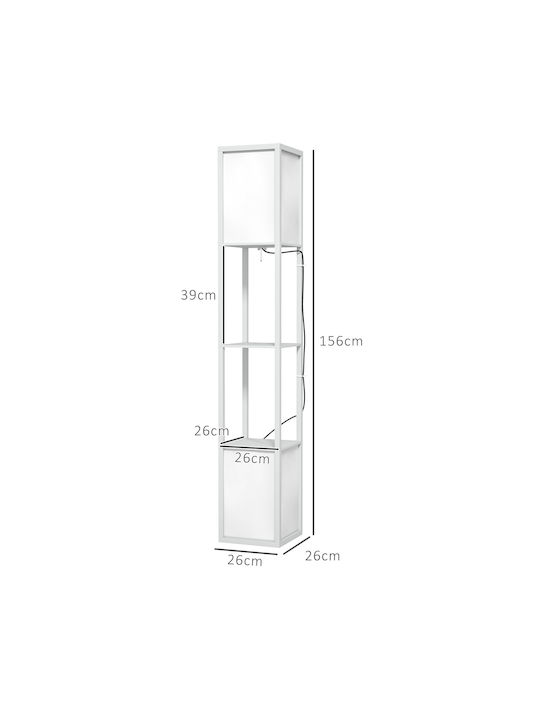 HomCom Floor Lamp H156xW26cm. with Socket for Bulb E27 White