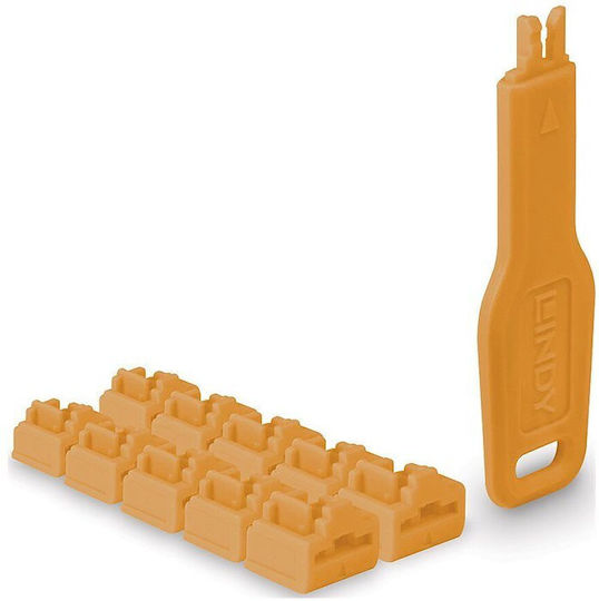 Port Locks Lindy Rj45 Orange 10 Pieces + 1 Key