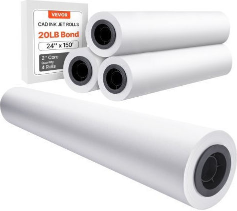 Vevor Χαρτί Ρολό 609.6mm x 150m 80gr/m²