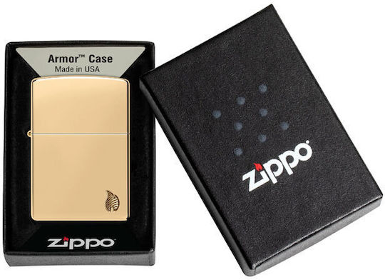 Zippo Armor Hochglanz Messing Feuerzeuge Flamme in Gold Farbe
