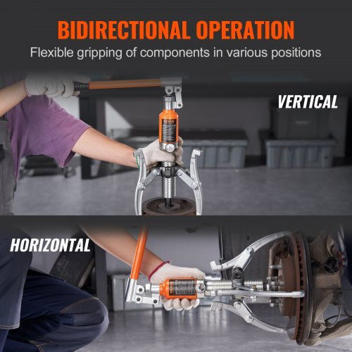Vevor Hydraulic Gear Puller 5 Ton Max Capacity Wheel Bearing Pulling Separator 2 or 3 Jaws Puller Vertical Horizontal 8" Hydraulic Jaw Puller Hub Extraction Case