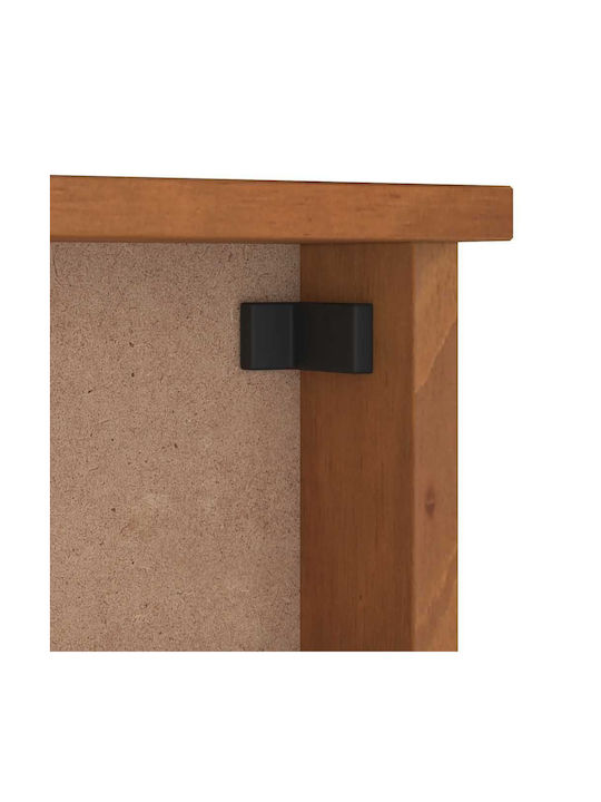 vidaXL Wooden Wall Hanger 3 Hooks Brown 45x35x12cm