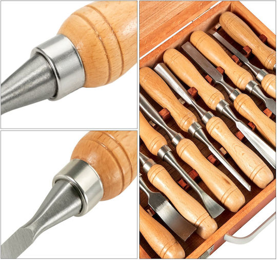 Vevor Wood Chisel Sets 12 Pcs Lathe Chisels 3-3/4 Inch 95mm Woodworking Chisels 9 Inch Wood Lathe Tools Wood Chisels Woodturning Tools Root Carving Furniture Carving Lathes Furniture Carving