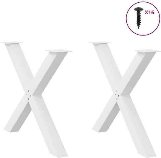 vidaXL Metallic Furniture Legs 2 Pieces Suitable for Table / Coffee Table / Office 90x72cm White