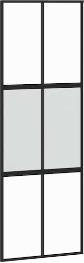 Vidaxl Sliding Door Hardware Set Black 76x205 Cm Tempered Glass Black