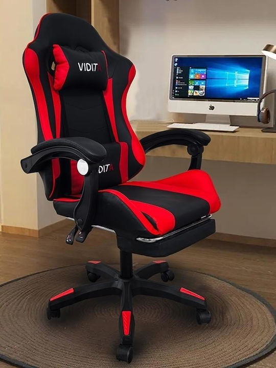 Zita Plus A6060 Artificial Leather Gaming Chair with Footrest Black / Red