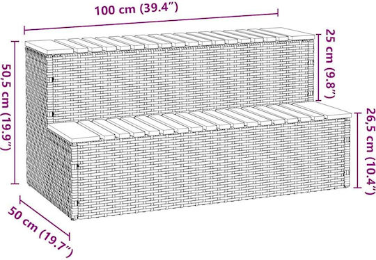 vidaXL Σκαλοπάτι Πισίνας από Ξύλο 100x50x50.5εκ. Γκρι