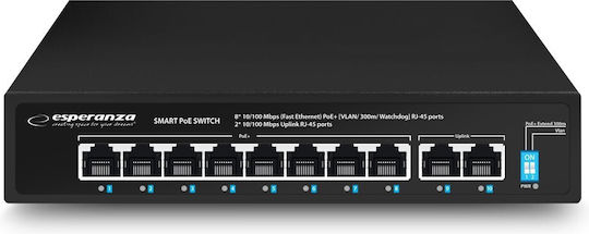 Esperanza ENS106 Unmanaged L2 PoE+ Switch with 10 Gigabit (1Gbps) Ethernet Ports