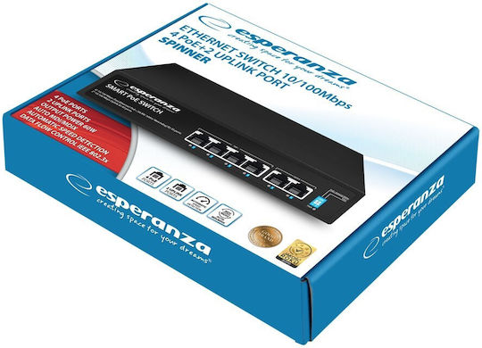 Esperanza ENS105 Unmanaged L2 PoE+ Switch με 6 Θύρες Gigabit (1Gbps) Ethernet