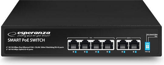 Esperanza ENS105 Unmanaged L2 PoE+ Switch με 6 Θύρες Gigabit (1Gbps) Ethernet