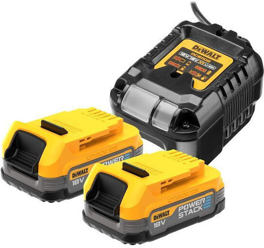 DEWALT Σετ 2 Μπαταριών Εργαλείου Λιθίου 18V Χωρητικότητας 2Ah με Φορτιστή Powerstack