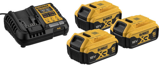 DEWALT Set 3 Werkzeugbatterien Lithium 18V Kapazität 5Ah mit Ladegerät