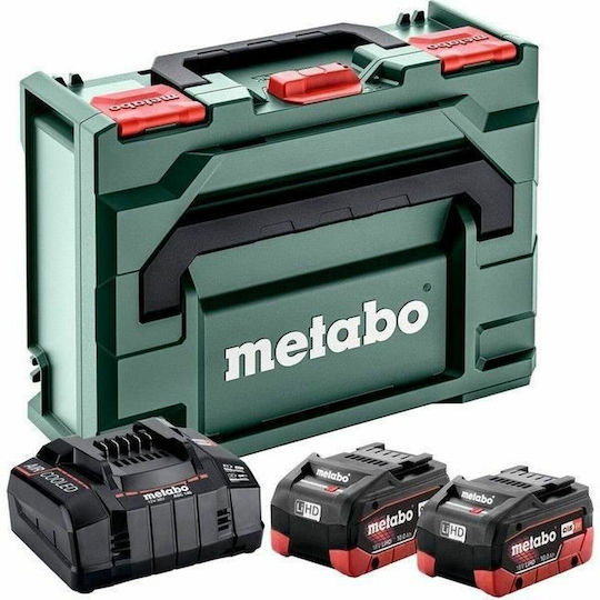Metabo Set 2 Tool Batteries Lithium 18V Capacity 10Ah with Charger