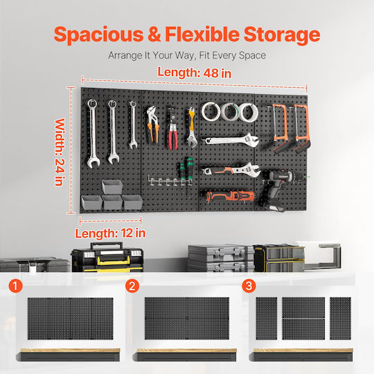 Vevor Metal Pegboard Panels 4 Pieces 24" X 12" Wall Organizer Garage Tool