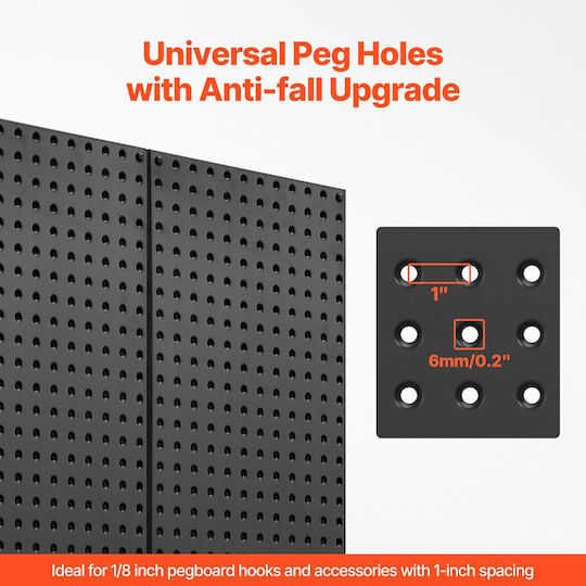 Vevor Metal Pegboard Panels 4 Panels 24" X 12" Wall Organizer Garage Tool
