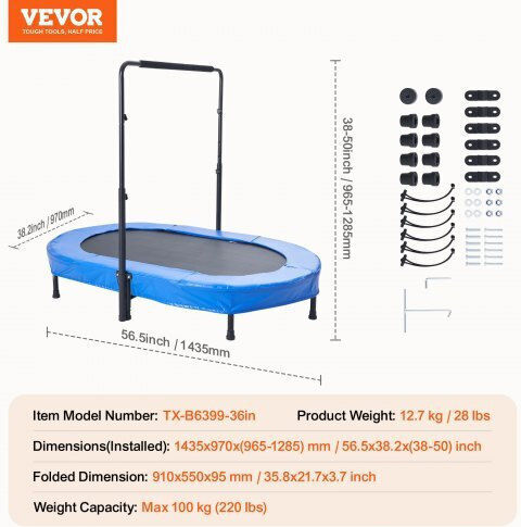 Vevor Трамплин Децки Диаметър 96.5бр с Дръжка