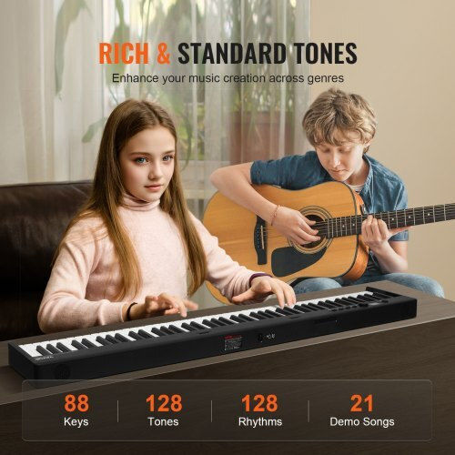 Vevor Electric Stage Piano ZDSMGQ88JHSWE2MGMV9 Set with 88 Weighted Keys Built-in Speakers and Connection with Headphones Black