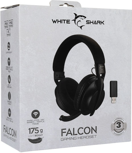 White Shark Falcon Über Ohr Gaming-Headset mit Verbindung Bluetooth Schwarz