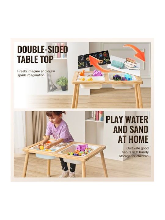Vevor Children's Wooden Sensory Play Table Sand & Water 3 Storage Bins Ggzdcwxk2129be939v0