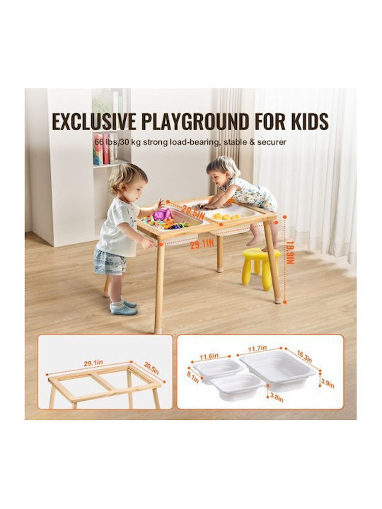 Vevor Children's Wooden Sensory Play Table Sand & Water 3 Storage Bins Ggzdcwxk2129be939v0