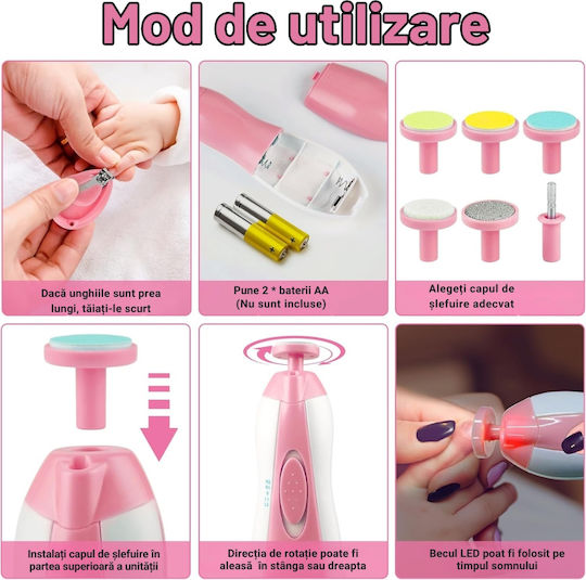 Pilă Electrică pentru Bebeluși Roz