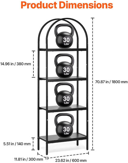 Black Bookcase 30x60x180cm