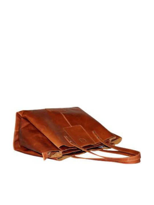 Leder Damentasche Shopper Schultertasche Tabac Braun