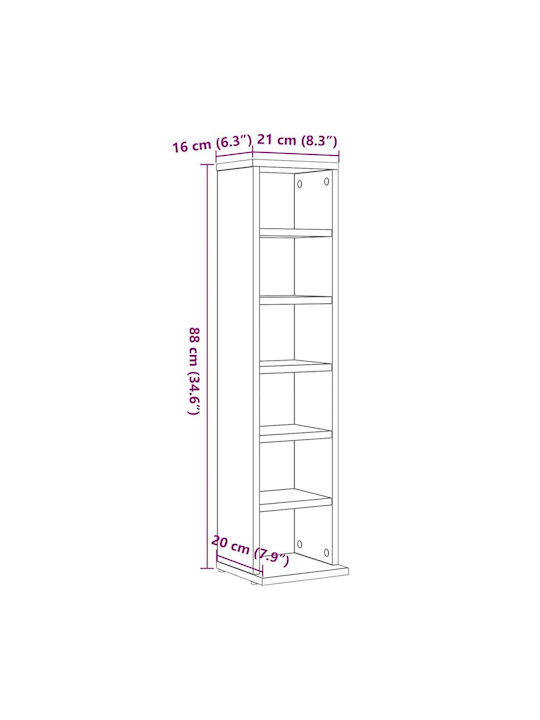 Bibliotecă Negru 21x20x88cm
