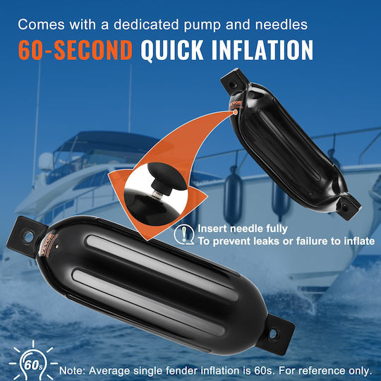 Inflatable Boat Fenders Ribs Vevor Attachment 6.5" X 23" Black