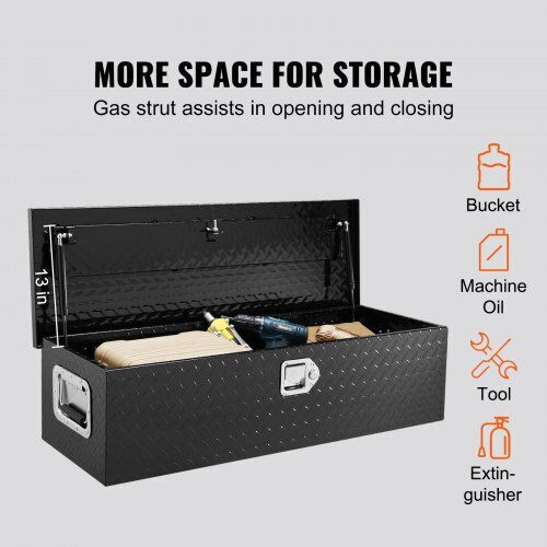 Vevor Durable Aluminum Truck Tool Box Black 39"x13"x10" Lczxg39x13x10bivqv0