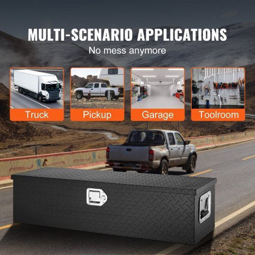 Vevor Durable Aluminum Truck Tool Box Black 39"x13"x10" Lczxg39x13x10bivqv0