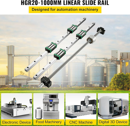 Linear Guide Rail 2-Row Linear Slide Rail Ball Screw 1 Kit Linear Guide Rail Slide Rails Square Milling Lathe Router