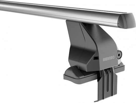 Menabo Autodachträger Aluminium 112cm für Peugeot 2008 5D 2020+ mit Dachträgerfüßen und Schloss Silber